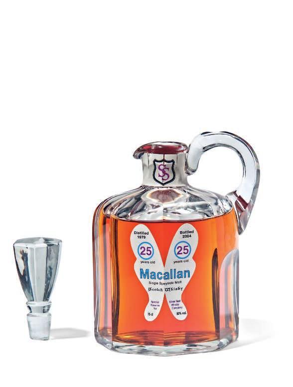 18 Macallan 25 Year Old Silver Seal Series Distilled in 1979, bottled in 2004. In Baccarat crystal decanter, MAINTENON circa 1900. 53.