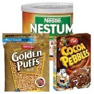 88 Frosted Flakes Golden Puffs 54 12 oz 47.49 0.88 Nestum (Nestle) Infant Cereal 12 10.5 oz 22.99 1.