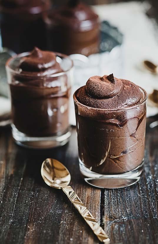 COCONUT CHOCOLATE MOUSSE SERVES: 6-8 ACTIVE TIME: 20 MINUTES / PASSIVE: 30 MINUTES 3 cans coconut milk, refrigerated overnight ½ cup coconut sugar 4 ounces unsweetened chocolate, coarsely chopped 8