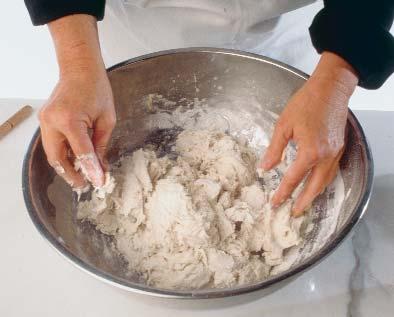 water, flour, and salt and knead lightly.