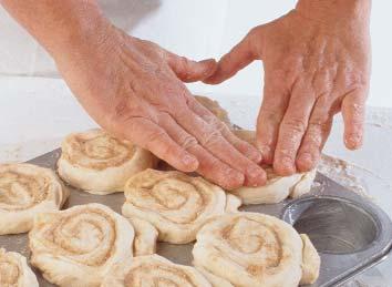 When the indentation stays put, they re ready for baking. dough, dust it with a mixture of brown sugar and spices, roll it into a tight coil, and cut it into individual rounds.