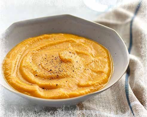 Spicy Sweet Potato Soup Week 1 (meals 3 + 6), Wednesday, Saturday 2 Tbsp olive oil 1 onion, chopped ½ tsp ground cardamom ¼ tsp ground turmeric ¼ tsp ground cinnamon Salt and black pepper 2 cups
