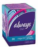 33 Always Maxi Pads regular or unscented 24/20 ct., unit 95 19 99 22 99 Zest Aqua Bar Soap 20/4 OZ.