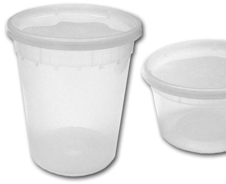 PLASTIC CONTAINERS Deli Cups - Injection Molded Item Code Description Pack Material SK0011 8 oz clear deli cup - combo 250 PP base; PE lid SK0013 12 oz clear deli cup - combo 250 PP base; PE lid