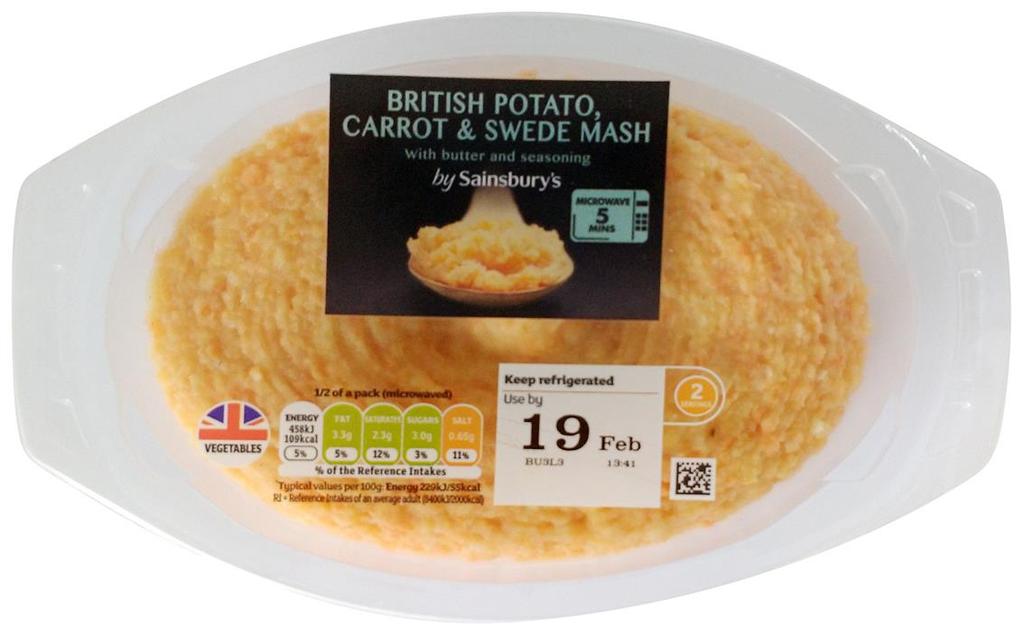 New Retail Products Sainsbury s British Potato, Carrot and Swede Mash Country of Origin: UK Release: February