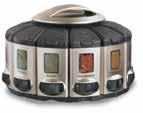 Includes 12 canisters on a rotating base. Double stacks or mounts under cabinets. Includes 55 spice labels. Holds 4.5 oz. each.