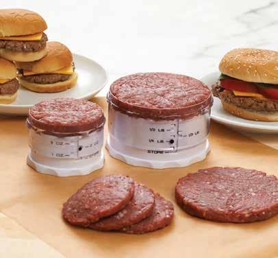 GOURMET SERIES MINI ADJUST-A-BURGER 18500 0-99898-18500-5 Perfectly measures, shapes and dispenses 1, 2, or 3 oz. slider size patties (3 dia.).
