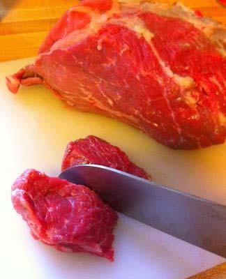 Pat dry the Lamb or Beef Roast using paper towel and then cut off excess fat and reserve it.