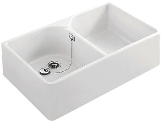 6323 91 R1 Kitchen Sinks BUTLER DOUBLE BOWL SNK 895 X 630 X 220MM DEEP - SUPPLED WTH 2 PRESORED TAP HOLES.