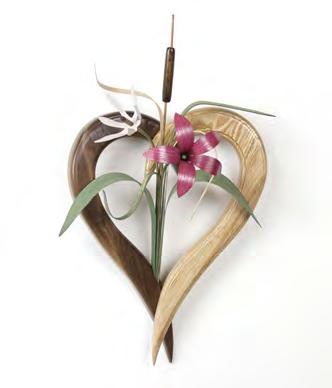Symbols of Love Feathers Heart: 3001-F Wall vase is black walnut back