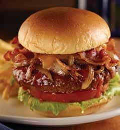 * Ask your server for more details. CLASSIC BURGER 1,680-6-oz Beef burger, topped with crisp lettuce, vine-ripened tomato and onion.* Add American, Monterey Jack, cheddar or Swiss cheese (200-).
