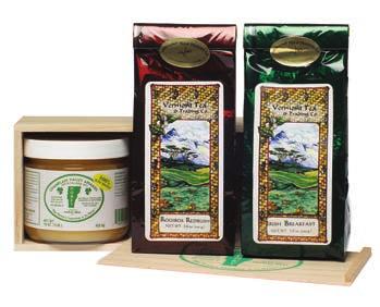 TEA TIME The perfect companions packaged in our custom tung wood box: 1 lb. jar Raw Naturally Crystallized Honey 3.5 oz.