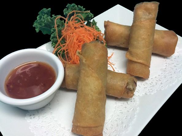 Thai Spring Rolls Chicken Satay Lahb Gai Wing Wing APPETIZER from the Kitchen Edamame Steamed soybean, lightly