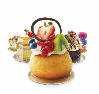 Individual Cakes If a particular flavour is not mentioned below, please check the Whole Cakes section. Savarin Brioche soaked in a passionfruit syrup, topped with fresh cream and seasonal fruit.