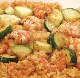 25 Camarones con Arroz Grilled shrimp and zucchini on a bed of rice with melted cheese 9.