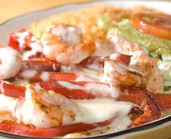 75 Camarón Grilled shrimp For One 14.75 For Two 21.00 Fajitas del Mar Grilled shrimp and scallops. For One 15.00 For Two 22.