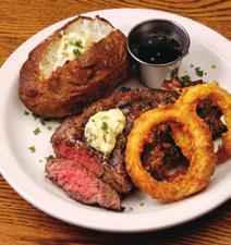 Angus rib eye steak topped with grilled onions, served with au jus. 19.99 Sirloin Steak Tender 10 oz. center cut top sirloin steak topped with sautéed mushrooms, served with au jus. 16.