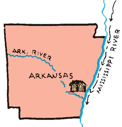 They stopped in present-day Arkansas (near Arkansas Post),