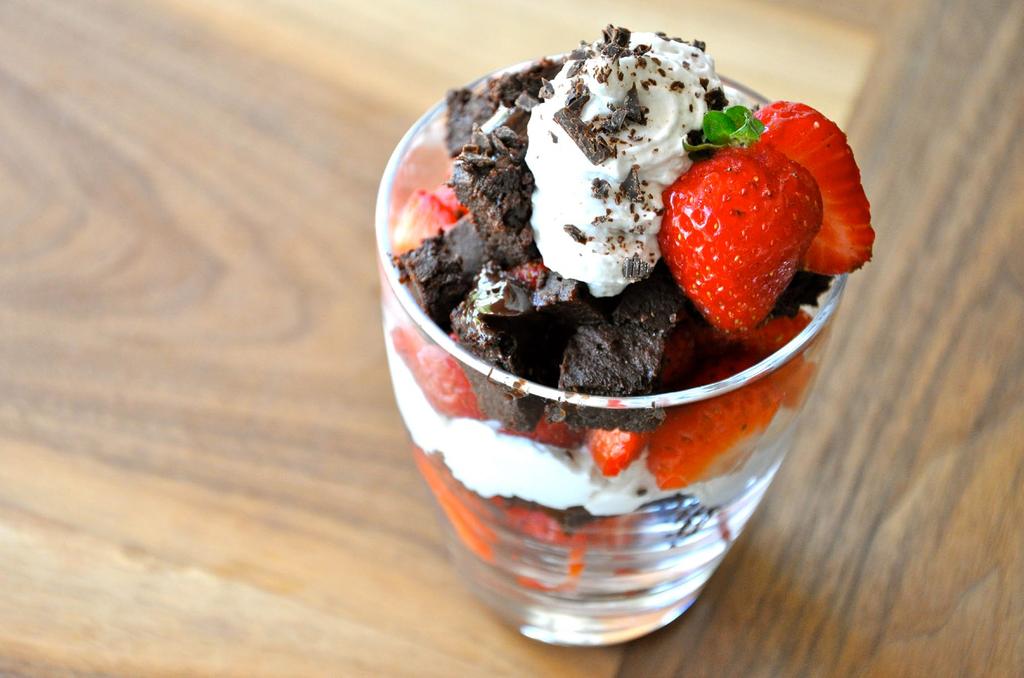 STRAWBERRY PARFAIT What to do with that flourless chocolate cake that s leftover from