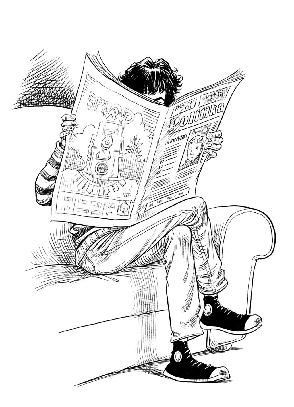 Tata je čitao novine.