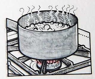 Boil To cook in liquid, usually water, in which