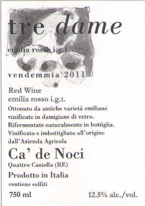 "Tre Dame" Soil: clay and limestone Grapes: Termarina, Sgavetta Vinification:
