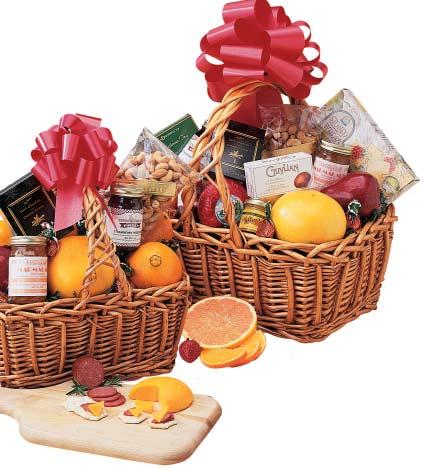 HOLIDAY GIFT BASKETS 10 lbs. Classic Shown Here 15 lbs. Deluxe Shown Here Something For Everyone! Our handsome willow baskets are brimming with the most delicious grove and gourmet goodies.