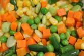 Vegetables, Mixed, frozen Seven vegetables: Carrots, Celery, Corn, Green Beans, Green Peas, Lima Beans and Potatoes Unit, Portion: 4.05 Servings: 24.