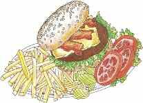 Burger Barn ALL OUR BURGERS ARE HAND MADE, ALWAYS FRESH AND NEVER FROZEN* SERVED WITH FRENCH FRIES BURGER DELUXE 5.29 Plain Burger on a Kaiser Roll with Lettuce, Tomato & Pickle add American Cheese 5.