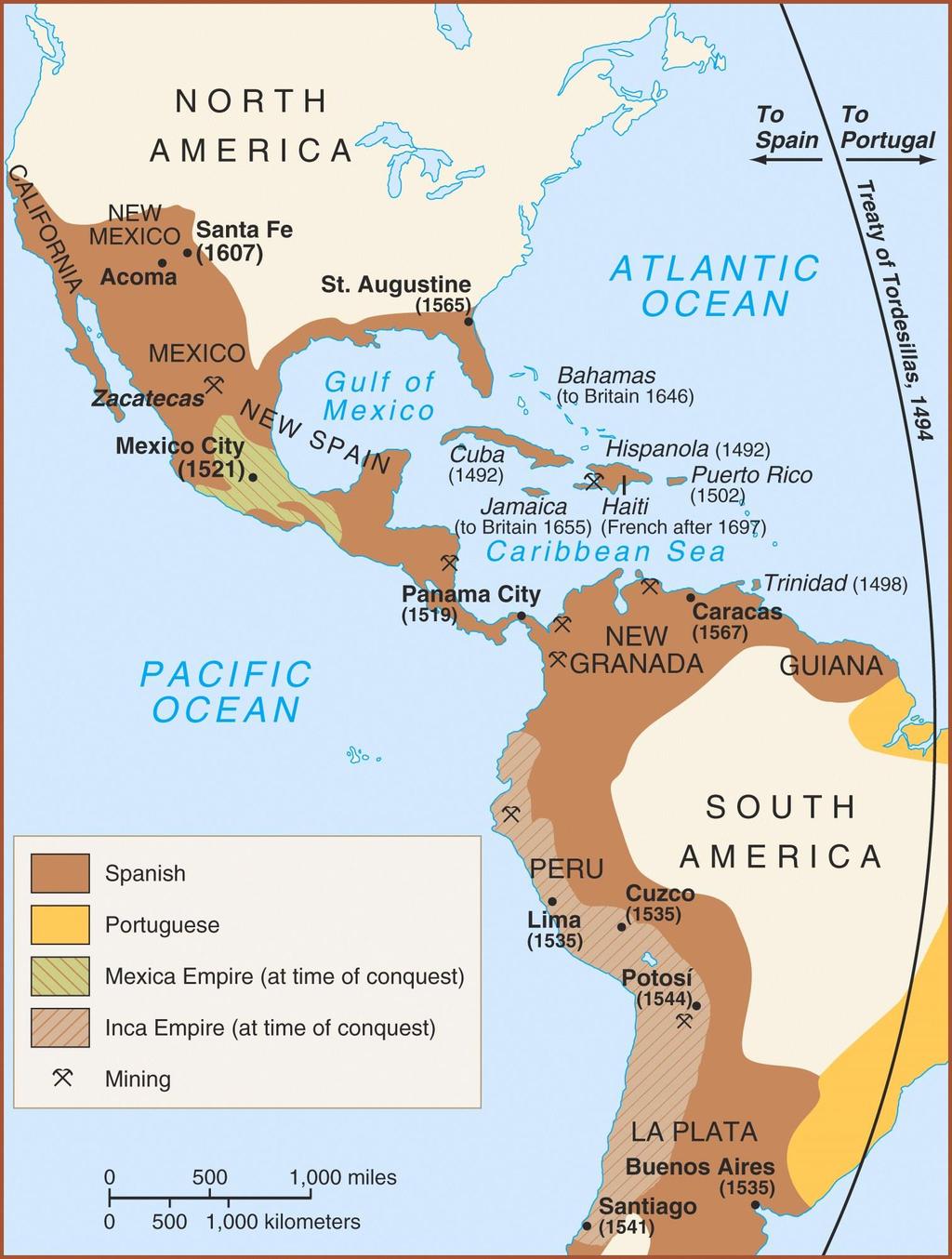 Spanish empire by the 1600 s consisted of the part of North