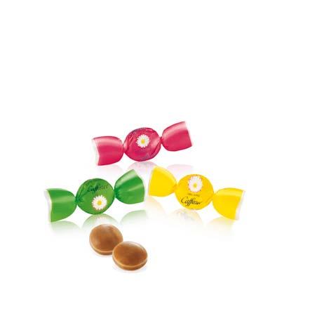 milk and fruit flavoured hard candies: sour-cherry, apple and peach.