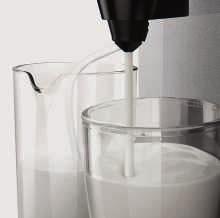 Clean the milk frother Clean the milk frother on machines without milk carafe.