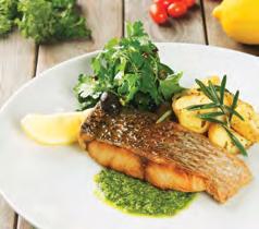 85 Barramundi with Parsley Pesto Pan fried barramundi fillet with new potatoes, served with parsley pesto and chef s vegetables. 53.