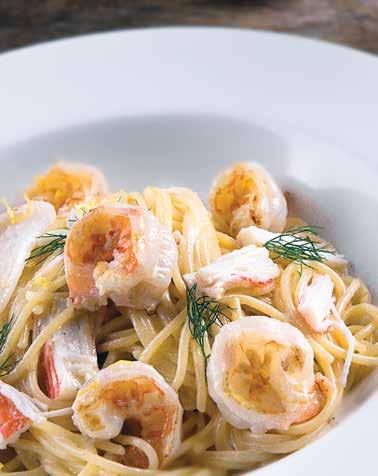 . 43 Prawns, calamari & crab sticks tossed with spaghetti in a creamy garlic sauce Ravioli Ravioli di Spinaci.