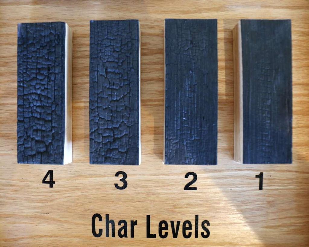 Light Char #1 Char #2 Char #3 Char #4 Char #5/Craft Distillers Char Charring caramelizes wood sugars, removes