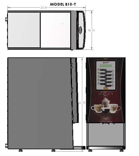 SELECTION SWITCH PAD & DISPLAY PRODUCT DISPENSE AREA (CUP) LIQUID COFFEE BIBS REG COFFEE INLET HOT WATER OUTLET CHOCOLATE
