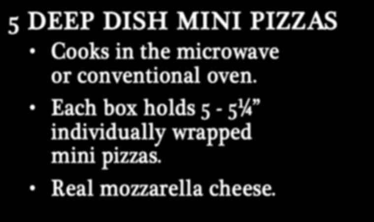 pizzas. Real mozzarella cheese.