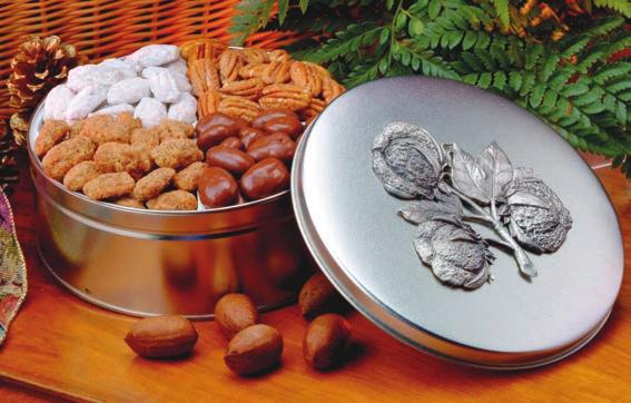 The Mississippi Magnolia Blossom Tin The beauty of a Magnolia Blossom adorns this hand-cast pewter tin. We ve packed it with Roasted & Salted, Chocolate Covered, Honey, and everyone s favorite.
