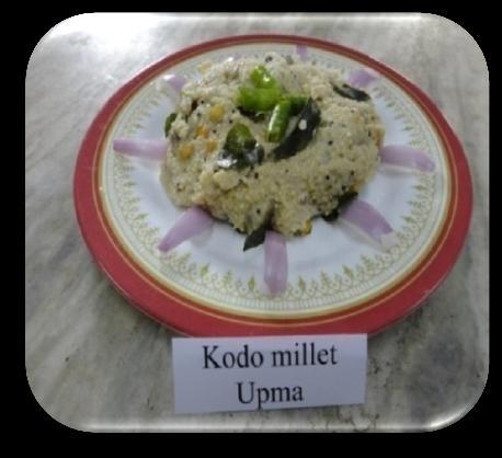 UPPMA SWEET ADAI Kodo millet rava 600 g Onion (chopped) 200 g Green chillies (chopped) 80 ml Mustard seed 10 g Black gram dhal Bengal gram dhal 4000 ml as required 400 g Roasted bengal gram flour 1