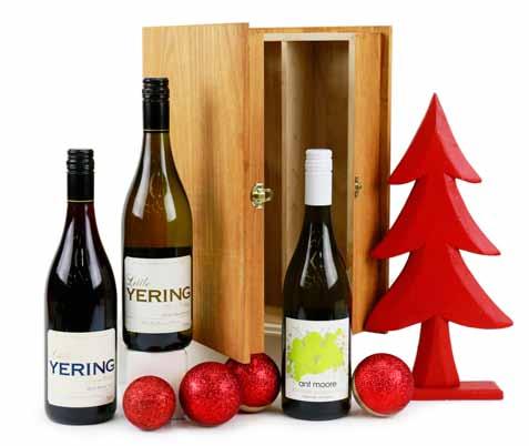 TRIO OF WINE $115 19 Three exquisite wines, a Pinot Noir, Sauvignon Blanc and Chardonnay presented exceptionally in a premium wooden 3 wine box holder Yering Pinot