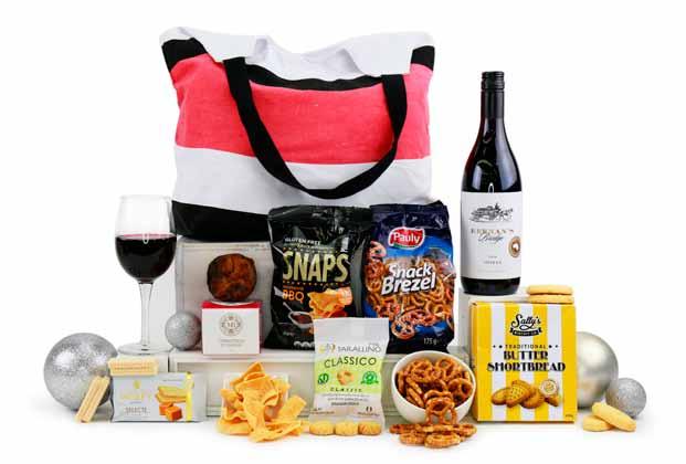 8 BEACH day HAMPER $38 A bottle of Shiraz paired with a selection of savoury and sweet treats presented in a luxe beach bag Keenan s Bridge Shiraz 750ml Sally s Traditional Butter Shortbread 100g