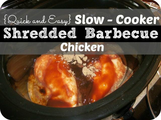 Slow-cooker BBQ Chicken (1) 12 oz. jar of Barbecue sauce 1/2 cup Italian dressing 1 and 1/2 lbs of Boneless Skinless Chicken Breasts 2 Tbsp brown sugar A few shakes of Worcestershire sauce 1.