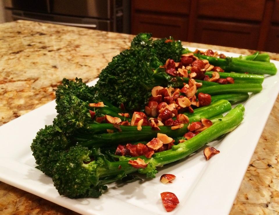 Broccolini with Hazelnuts Total Time: 35 minutes Cook Time: 35 minutes Calories 194 Carbohydrate 20g Protein 7g Fat 11g 1 tablespoon(s) olive oil or coconut oil (or use bacon drippings) 1/ 3 cup(s)