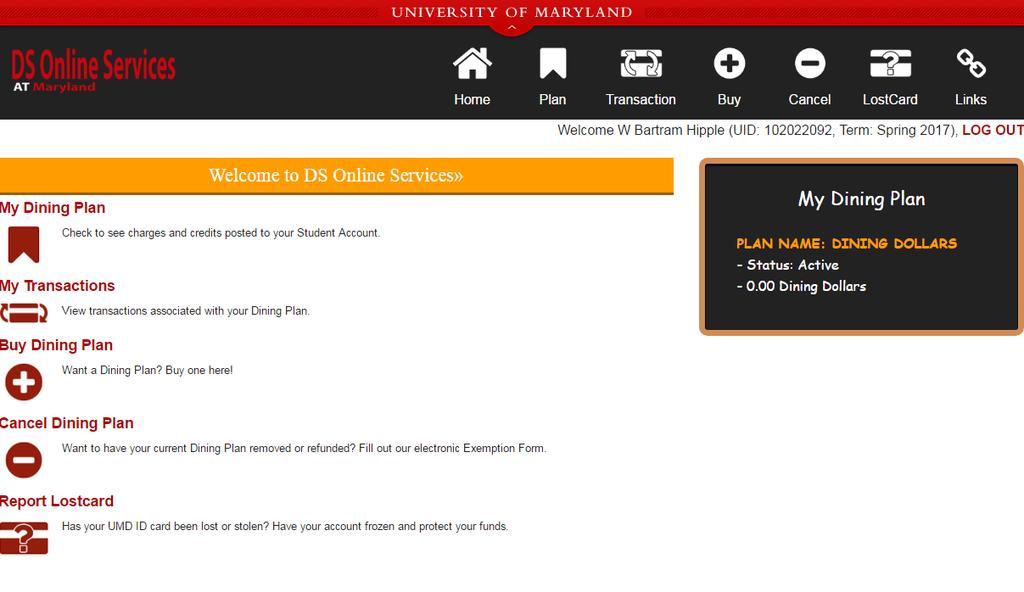 Manage Your Account Online dining.umd.