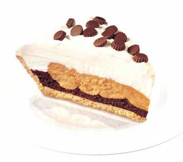 Chef Pierre's delicious Crème de la Cream pie features an intense layer of peanut butter mousse over a thinner layer of dark chocolate and