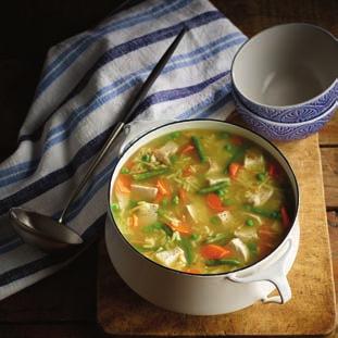 HEARTY TURKEY SOUP Servings: 6 Prep Time: 5 minutes Cook Time: 15 minutes INGREDIENTS 7 cups (1.