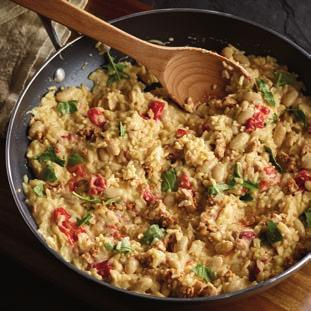 SAUSAGE & WHITE BEAN FOUR CHEESE RISOTTO Servings: 4 Prep Time: 10 minutes Cook Time: 20 minutes INGREDIENTS 2 ounces (60 g) low-fat Italian chicken sausage, removed from casing and crumbled 1