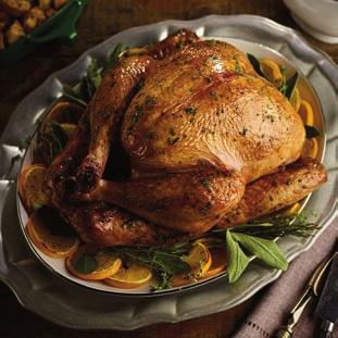 CITRUS HERB-ROASTED TURKEY Servings: 12 Prep Time: 10 minutes Cook Time: 3 hours INGREDIENTS 1 orange, halved 2 pots Knorr Homestyle Stock Chicken, divided ¼ cup (60 ml) chopped fresh herbs* 2 tbsp.