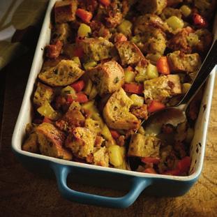 APPLE & SAUSAGE HOLIDAY STUFFING Servings: 8 Prep Time: 15 minutes Cook Time: 45 minutes INGREDIENTS ½ lb. (225 g) Italian chicken sausage, removed from casing 1 tbsp.