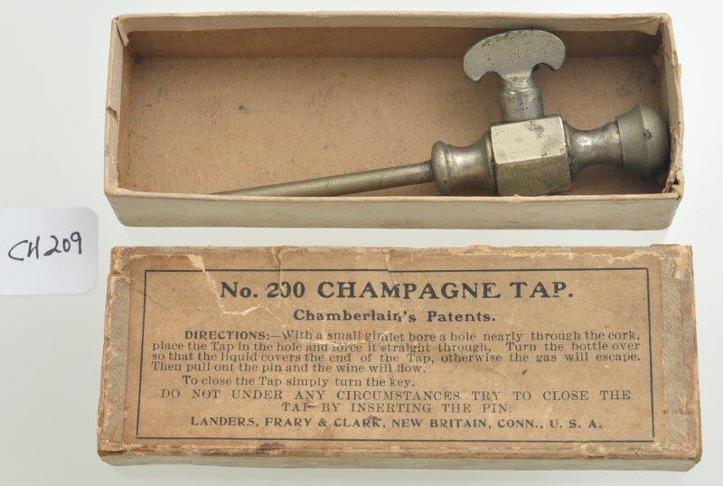 Directions for use: With a small gimlet bore a hole nearly through the cork, then insert the tap in the hole and screw it through